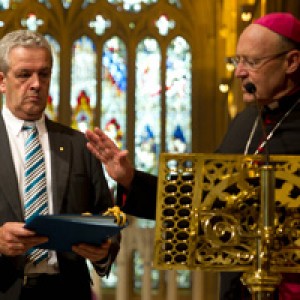 FLI Patron Bishop Julian Porteous blesses the names of those enrolled in the Perpetual Novena of Masses